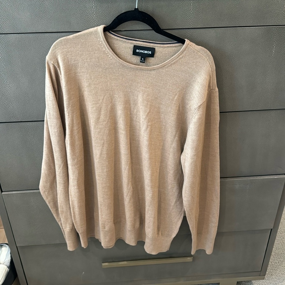 Tan Wool Crew Neck Bonobos Sweater- XL